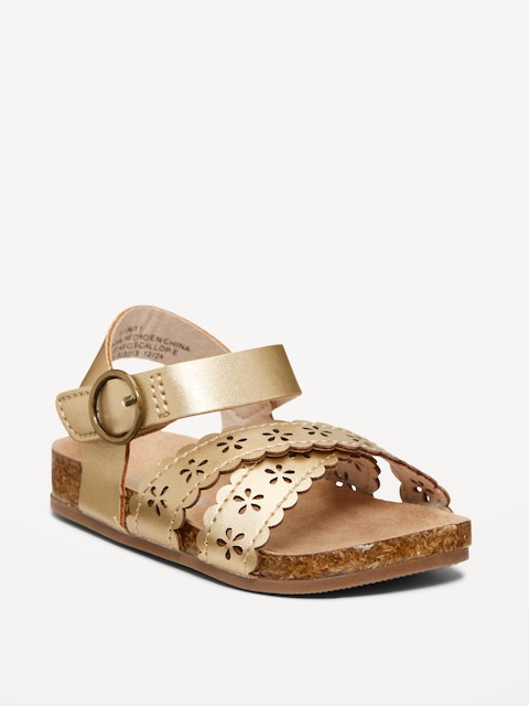 Perforated Faux-Leather Sandals for Baby - Gold
